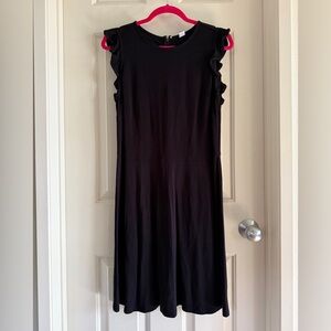 Old Navy Black Midi Dress with Ruffle Sleeves